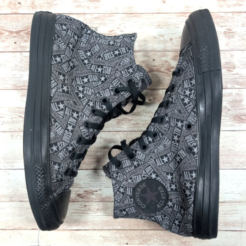 Converse Logo Play Black Mason High Top Sneakers Chuck Shoes Black Silver Men 9 - Picture 8 of 16